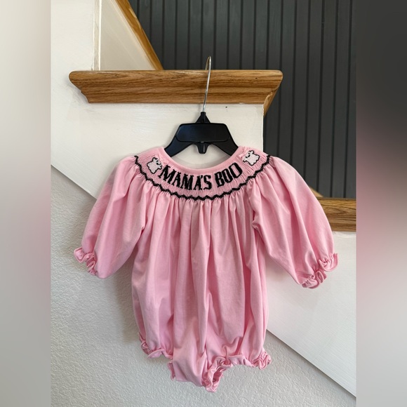 Southern Sass Smocks Other - Mama's Boo Pink Baby Romper
